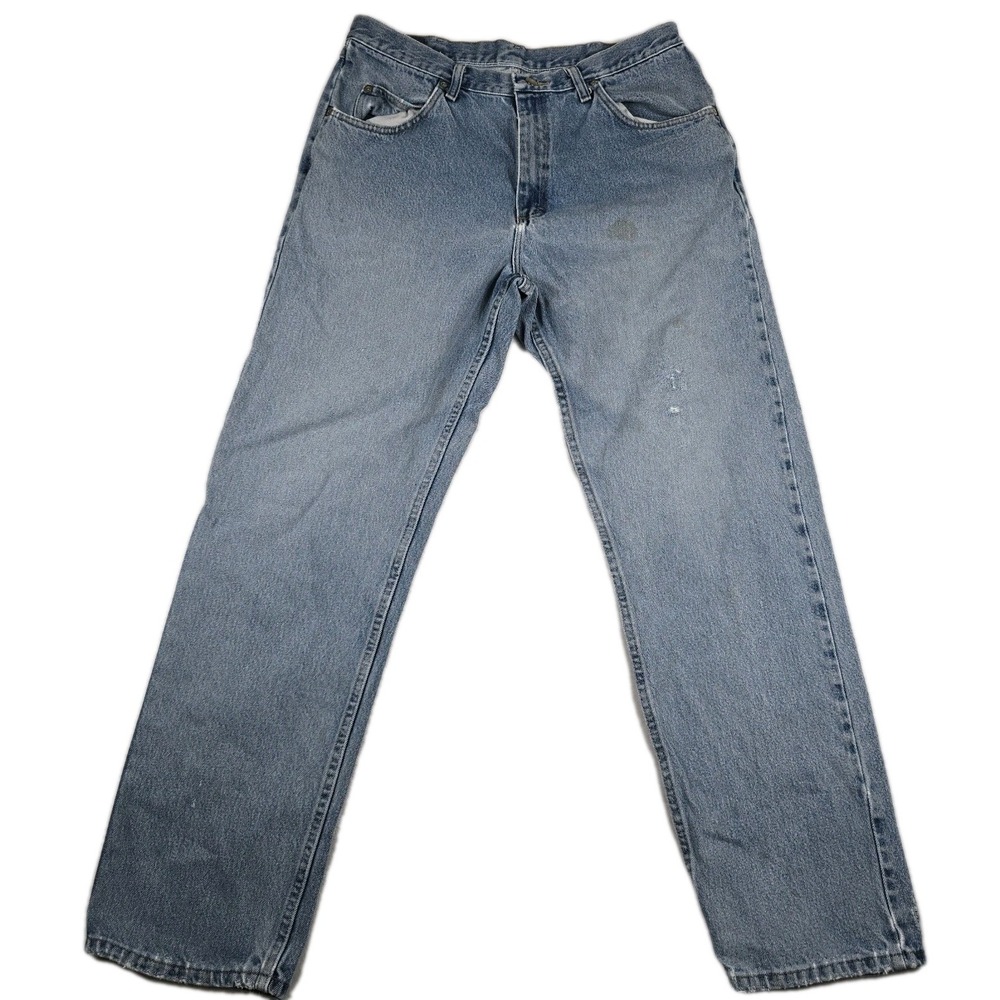 Wrangler Mens 9760WDR Relaxed Fit Light Wash Distressed Denim Jeans 36x34